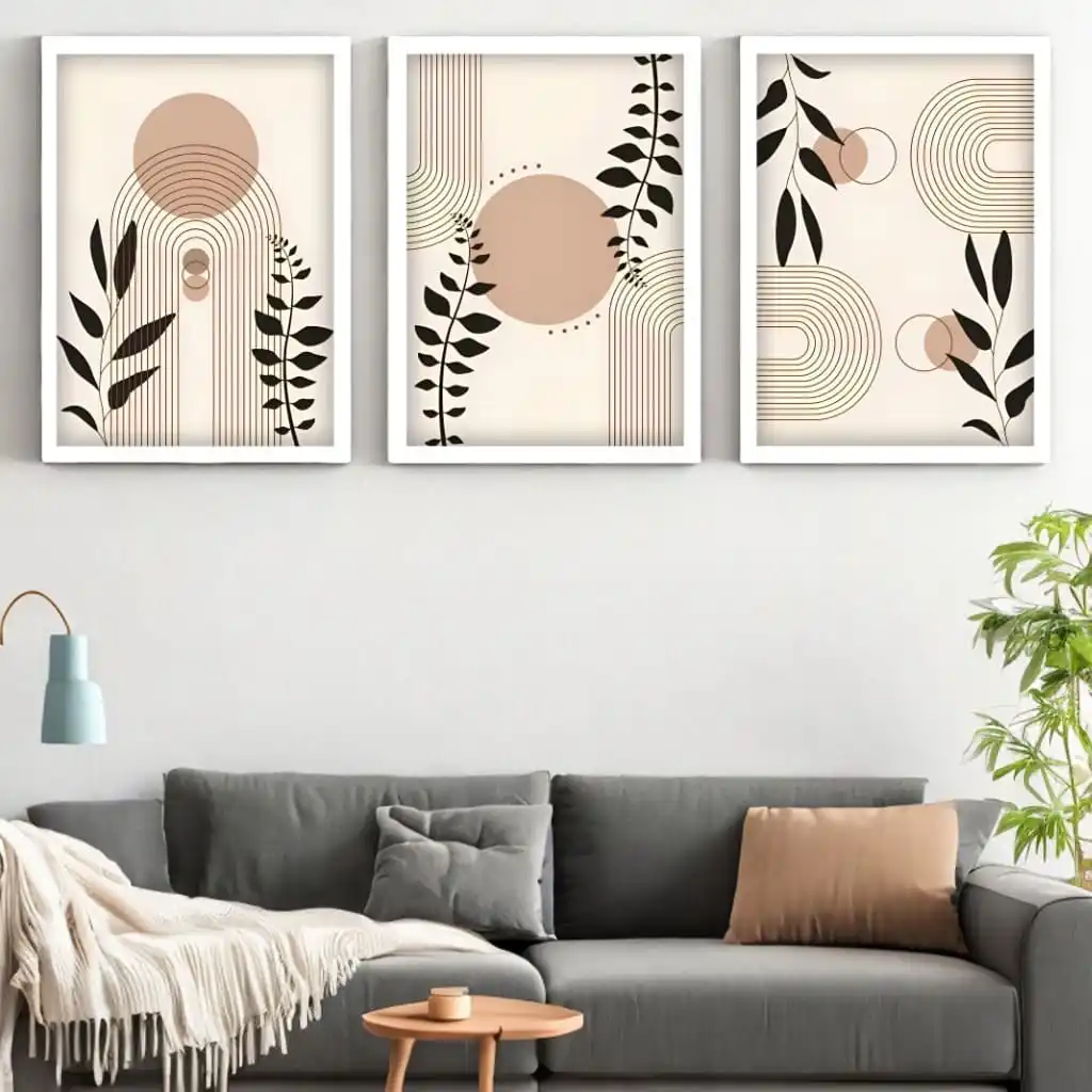 Kit 3 Quadros Floral Moderno Abstrato - Imagem 2