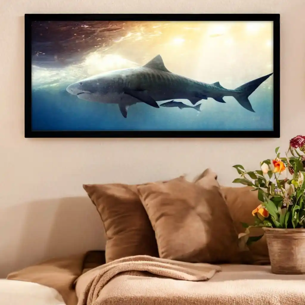 4049 Quadro-Decorativo-Tubarão-Tigre - Panorâmicos