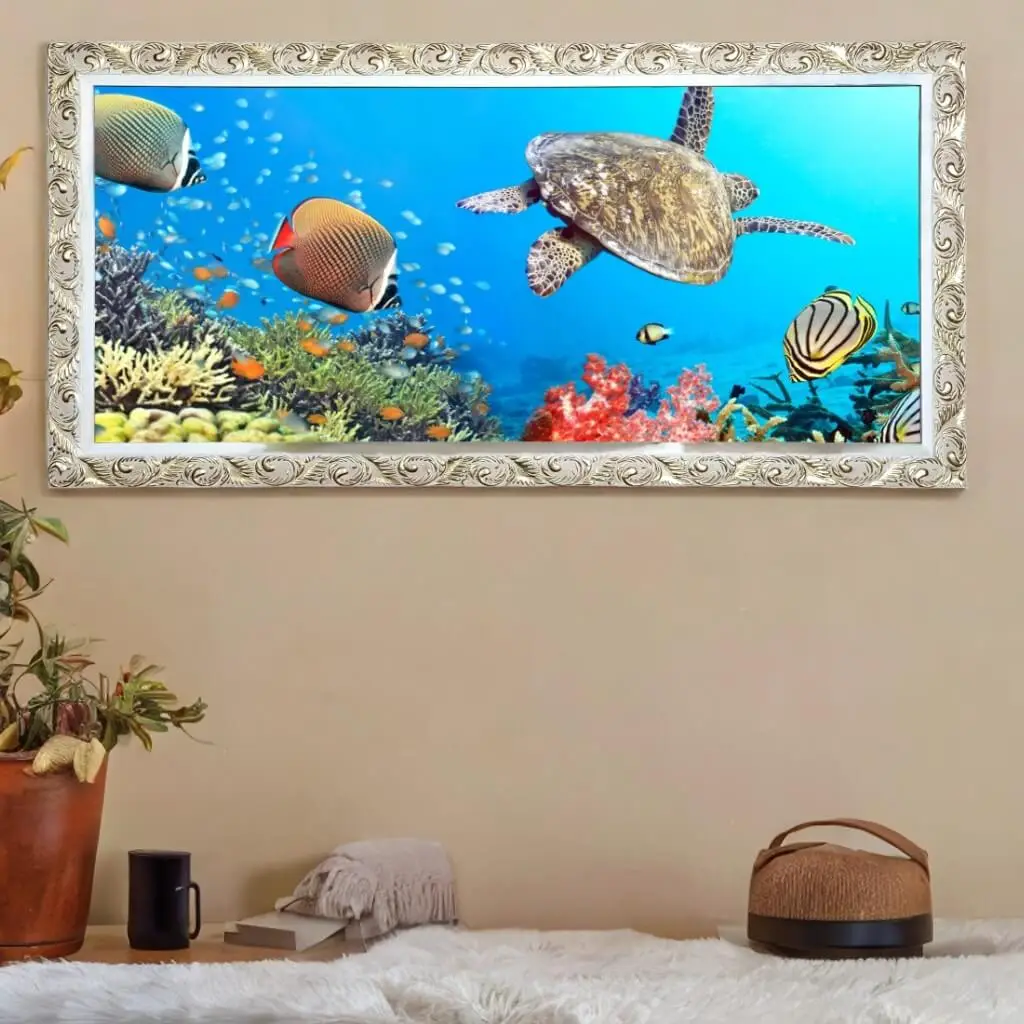 4054 Quadro-Decorativo-Fundo-do-Mar-Tartaruga - Panorâmicos