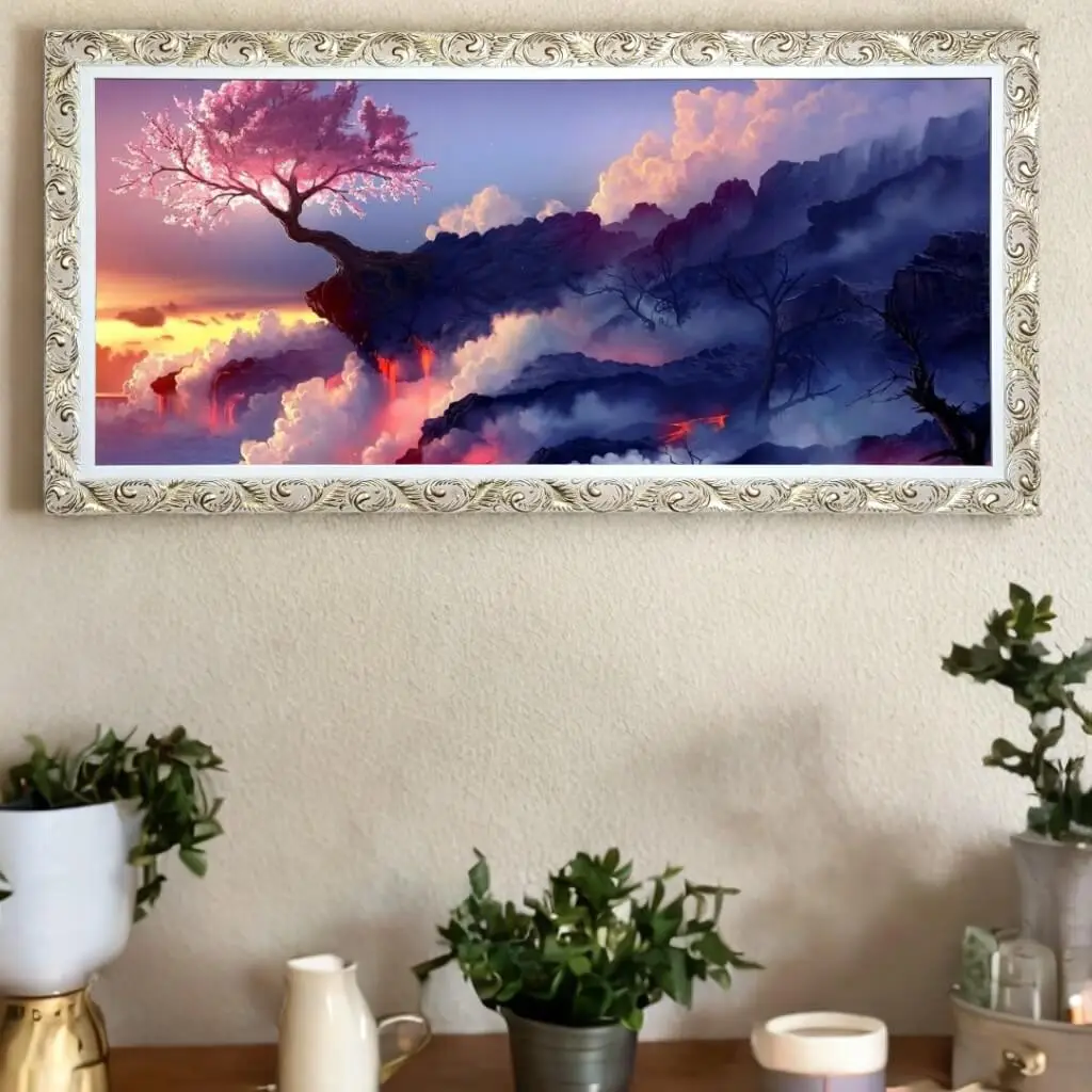 Quadro-Decorativo-Sakura-Montanha - Panorâmico