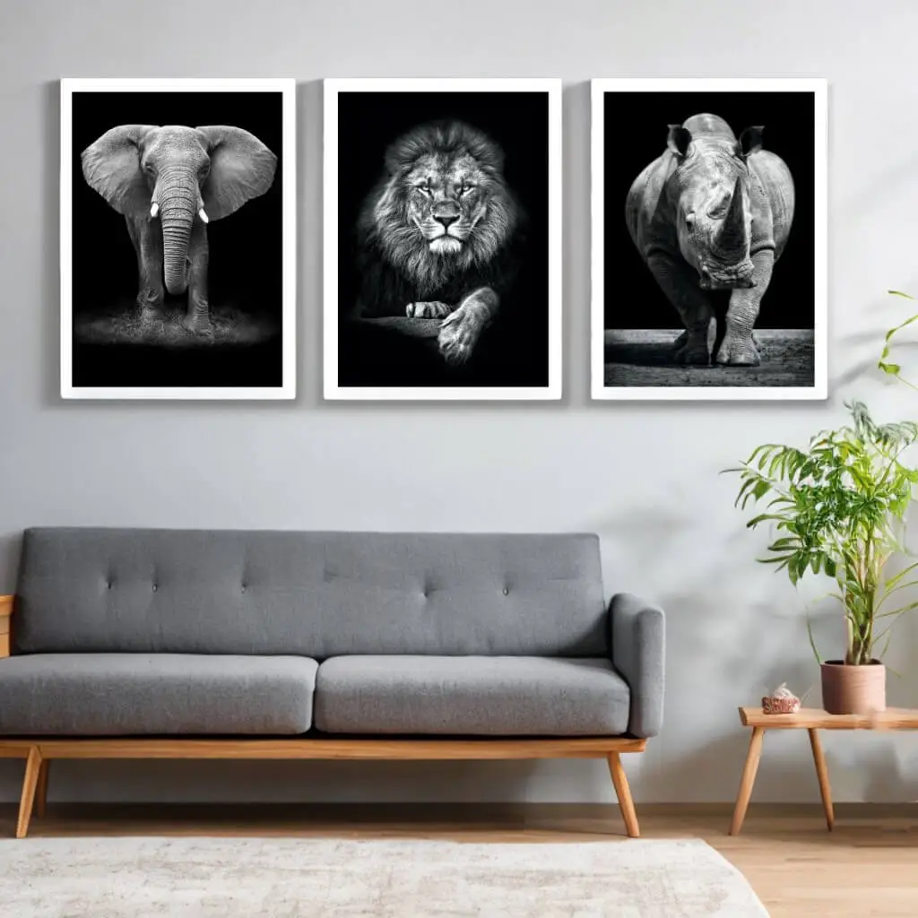 Kit 3 Quadros Trio Animias Selvagens - Imagem 2