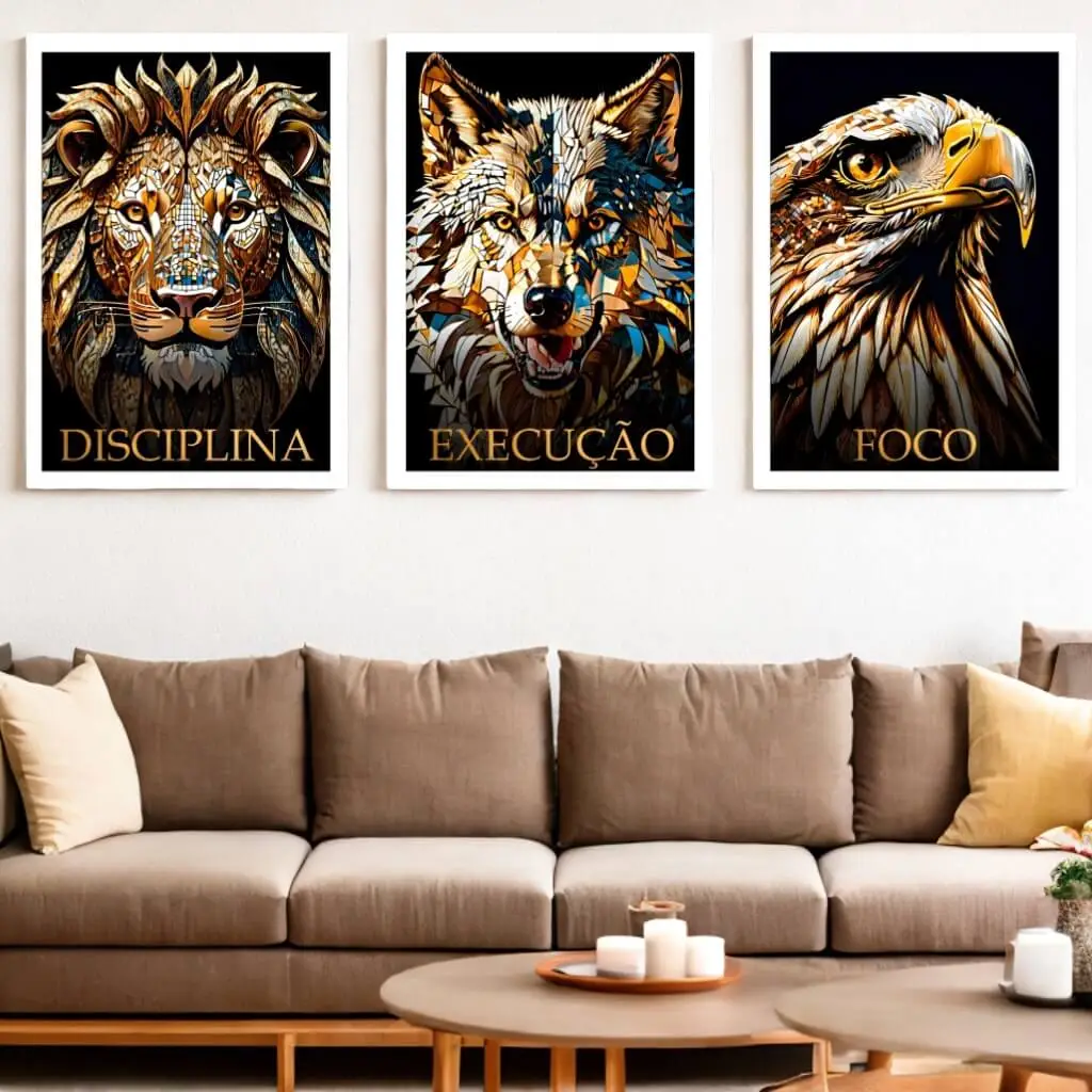 Kit 3 Quadros Execução Dourada - Imagem 2