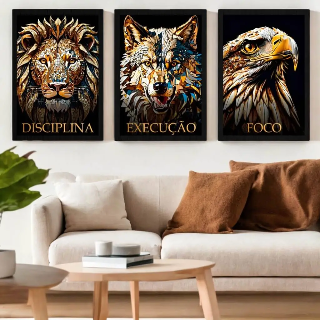 4091 (2) Kit-3-Quadros-Execução-Dourada -Big's