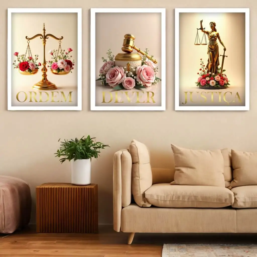 Kit 3 Quadros Ordem Justiça Dever - Imagem 2
