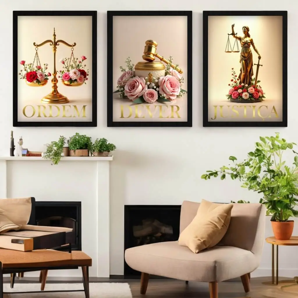 Kit 3 Quadros Ordem Justiça Dever - Imagem 3