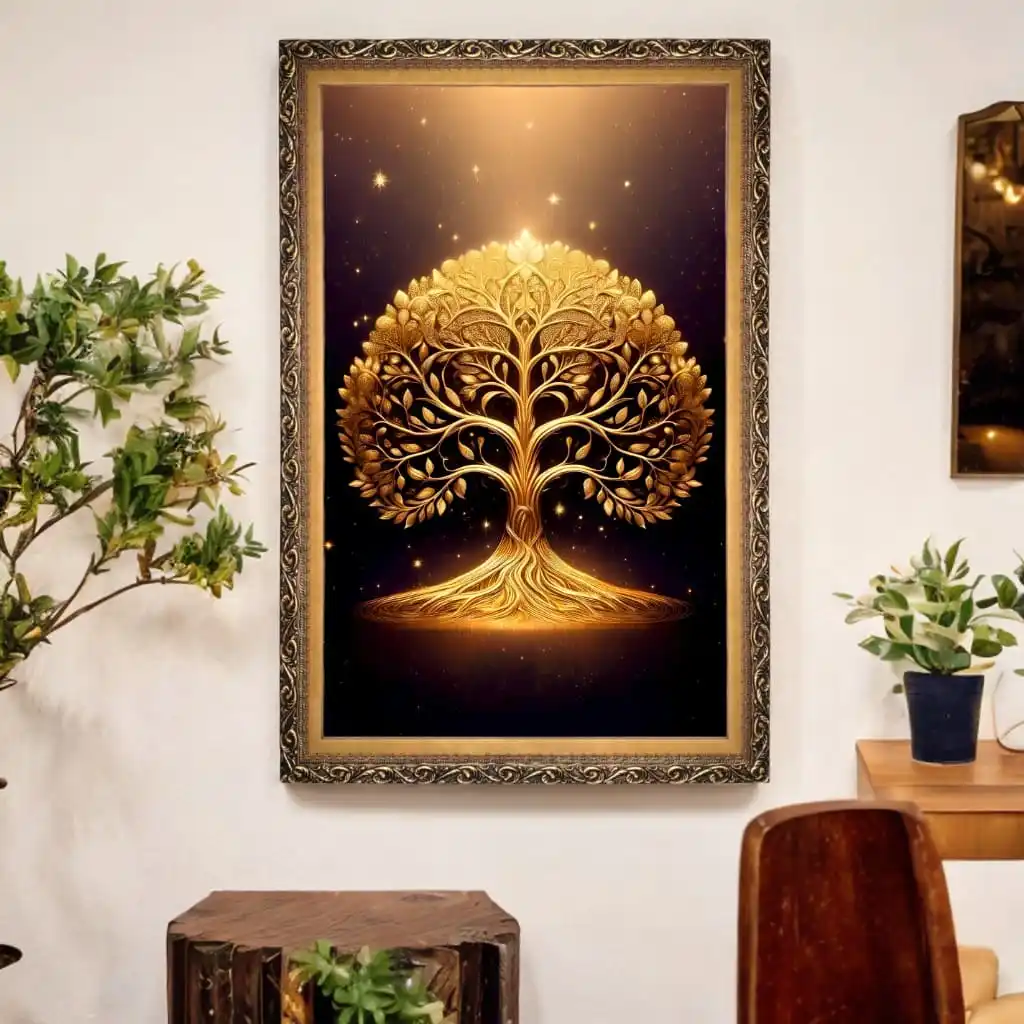 4095 (2) Quadro-Decorativo-Arvore-Dourada - Big's