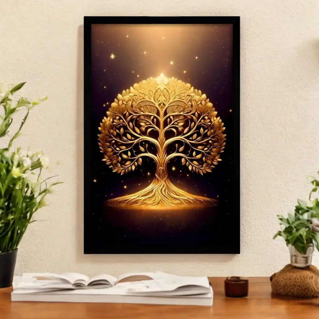 Quadro Decorativo Arvore Dourada - Big's - Imagem 3