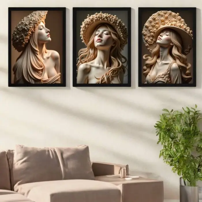 Kit-3-Quadros-Modelos-Elegância-Beleza