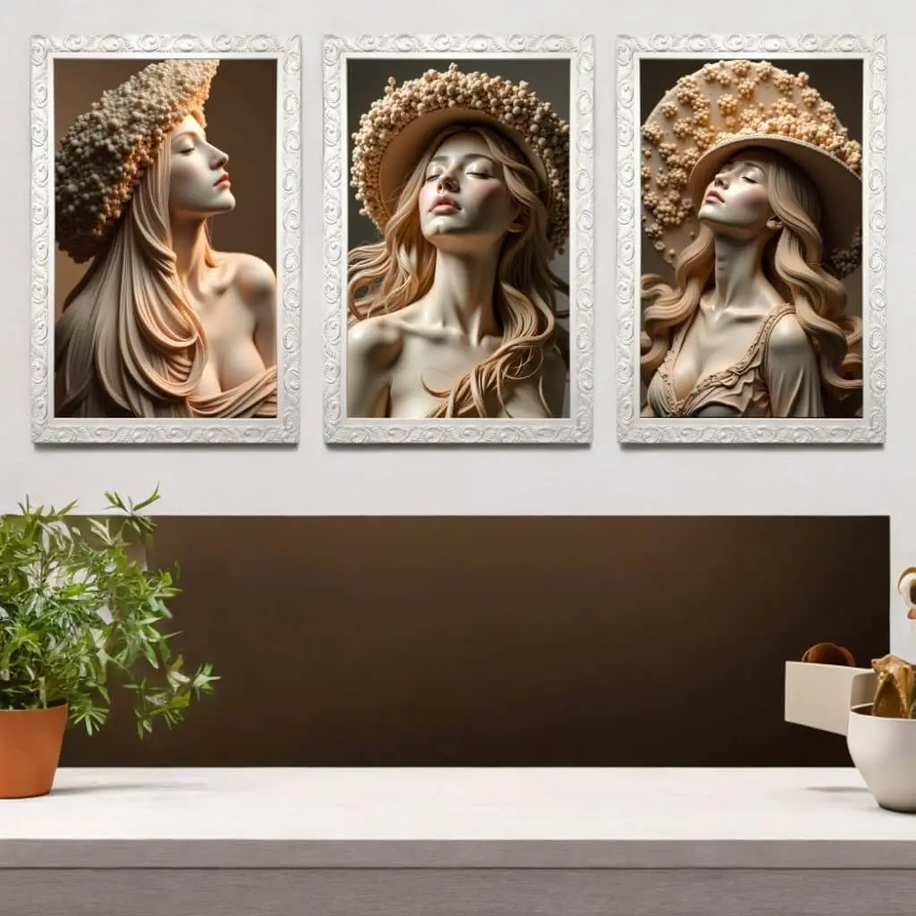 Kit 3 Quadros Modelos Elegância Beleza - Big's - Imagem 2