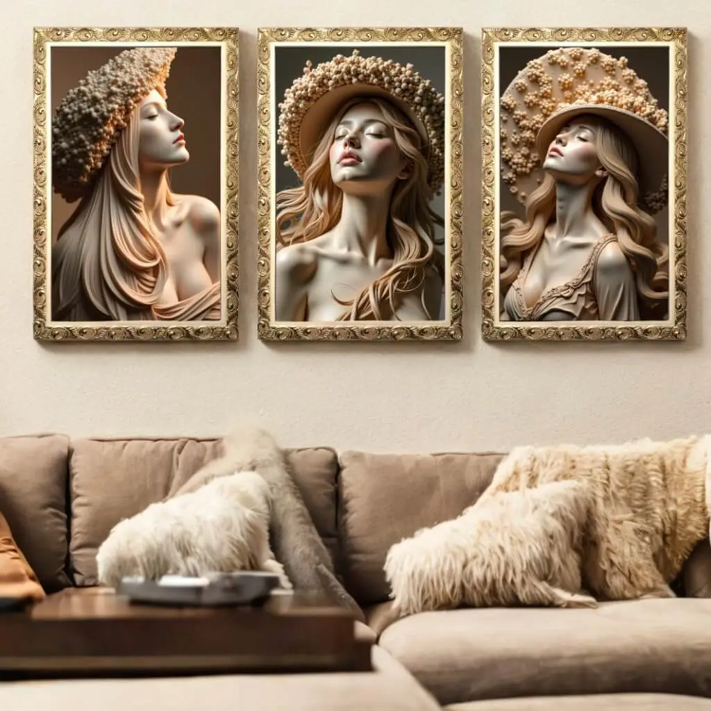 Kit 3 Quadros Modelos Elegância Beleza - Big's - Imagem 3