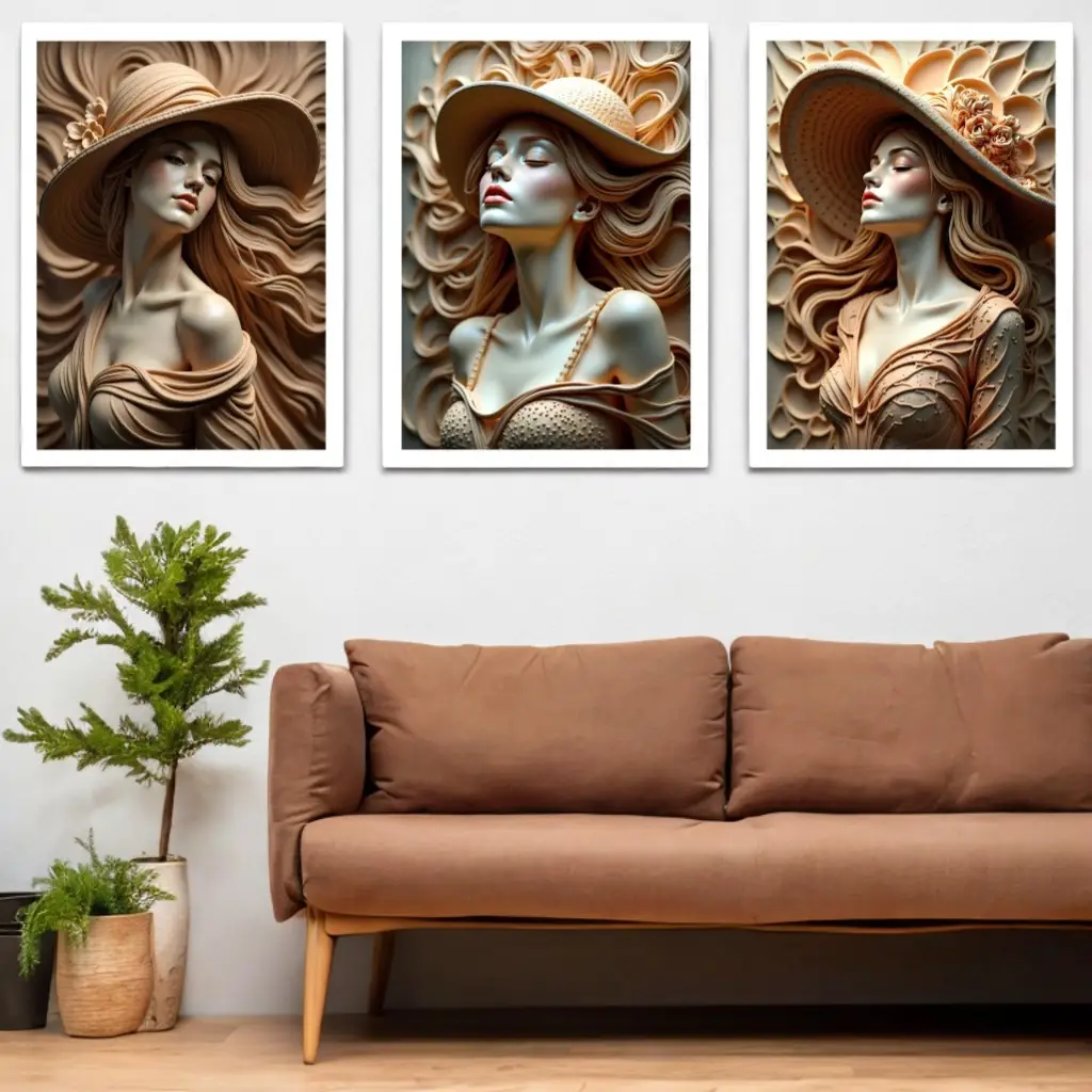 Kit 3 Quadros Beleza Feminina Exclusividade - Imagem 2