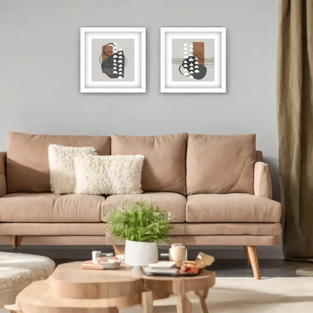 Kit 2 Quadros Quadrados Moderno Minimalista Formas - Imagem 2