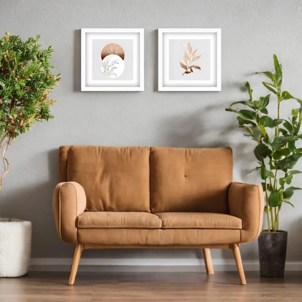 Kit 2 Quadros Quadrados Moderno Minimalista Floral - Imagem 2