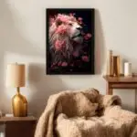 Quadro-Decorativo-Harmonia-Leão-e-Flores