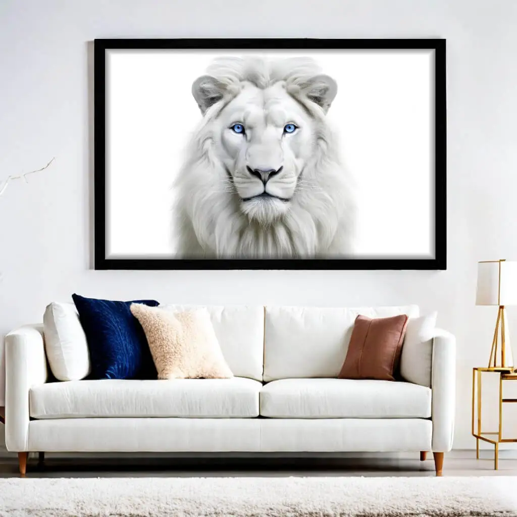 Quadro Decorativo Leão Branco de Olhos Azuis - Big's - Imagem 5
