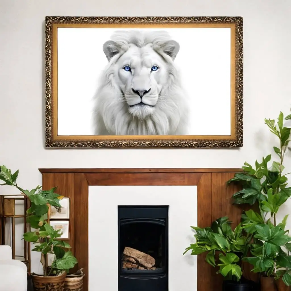 Quadro Decorativo Leão Branco de Olhos Azuis - Big's - Imagem 2