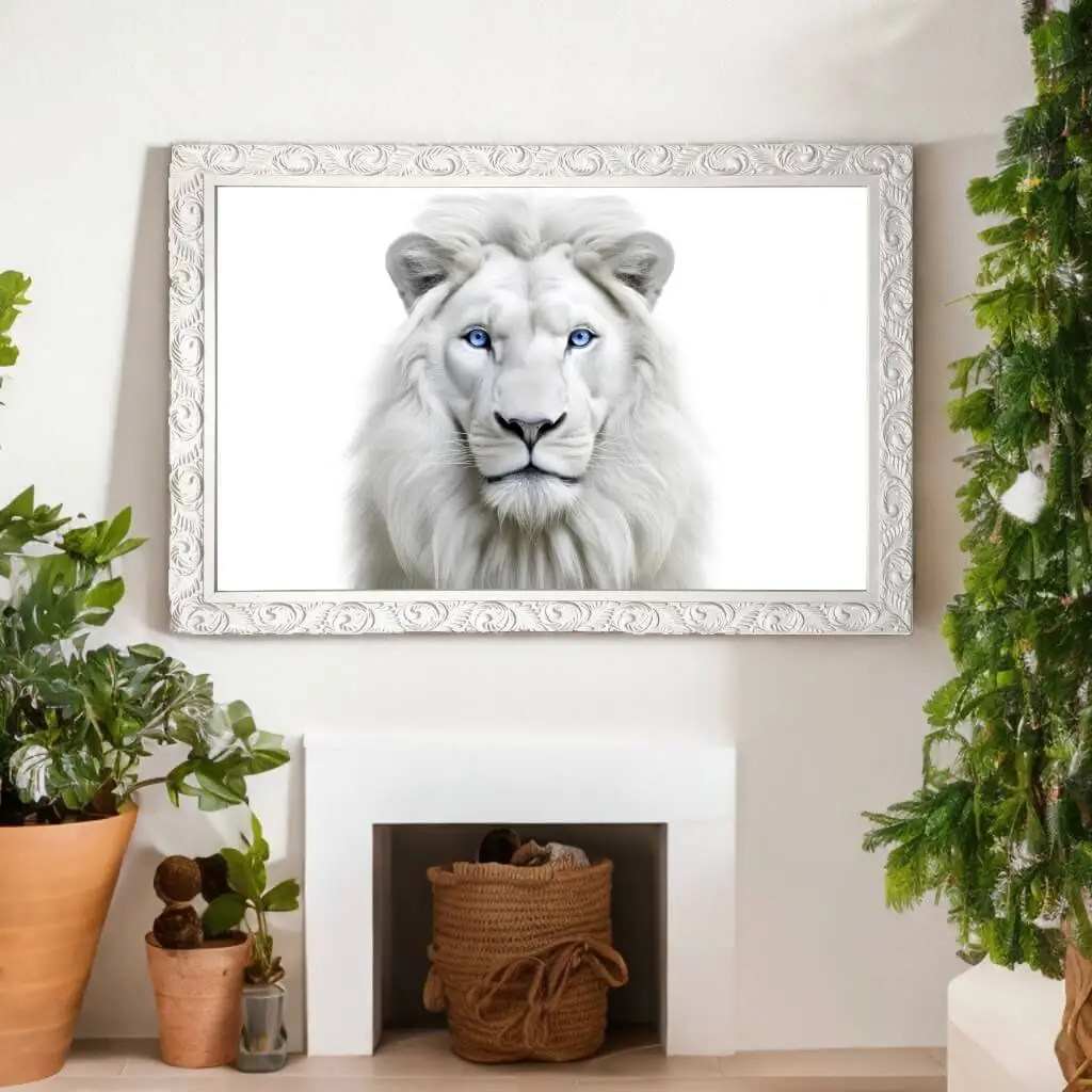 Quadro Decorativo Leão Branco de Olhos Azuis - Big's - Imagem 4