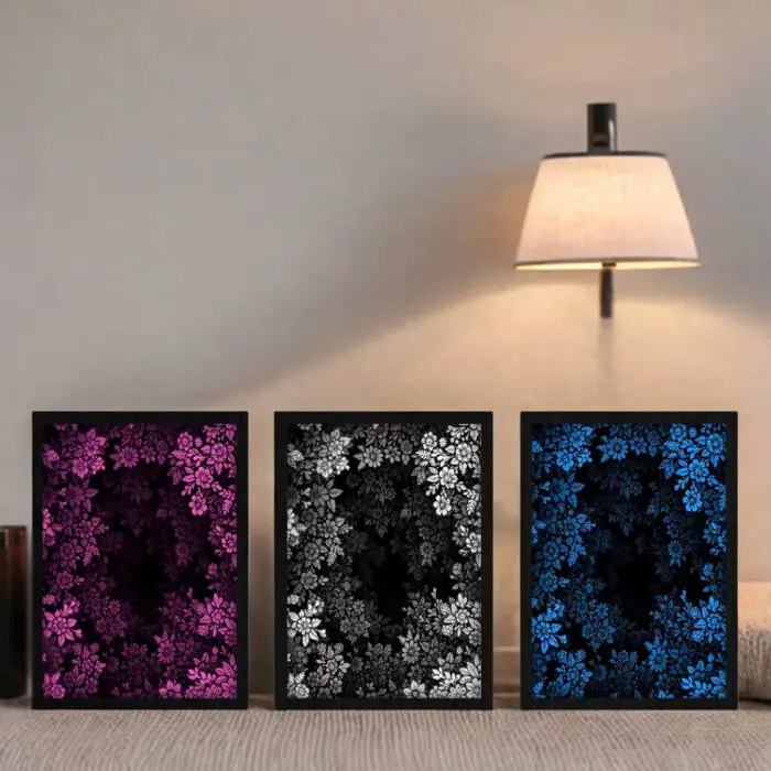 Kit-3-Quadros-Floral-Cores