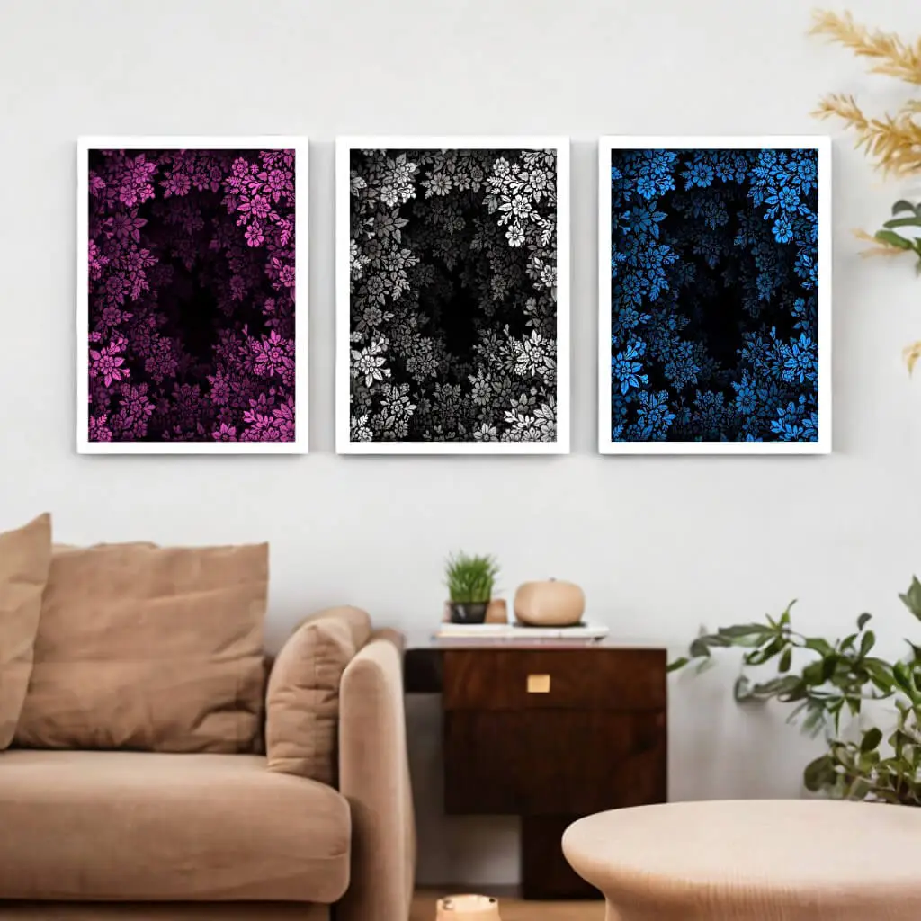 Kit 3 Quadros Floral Cores - Imagem 2