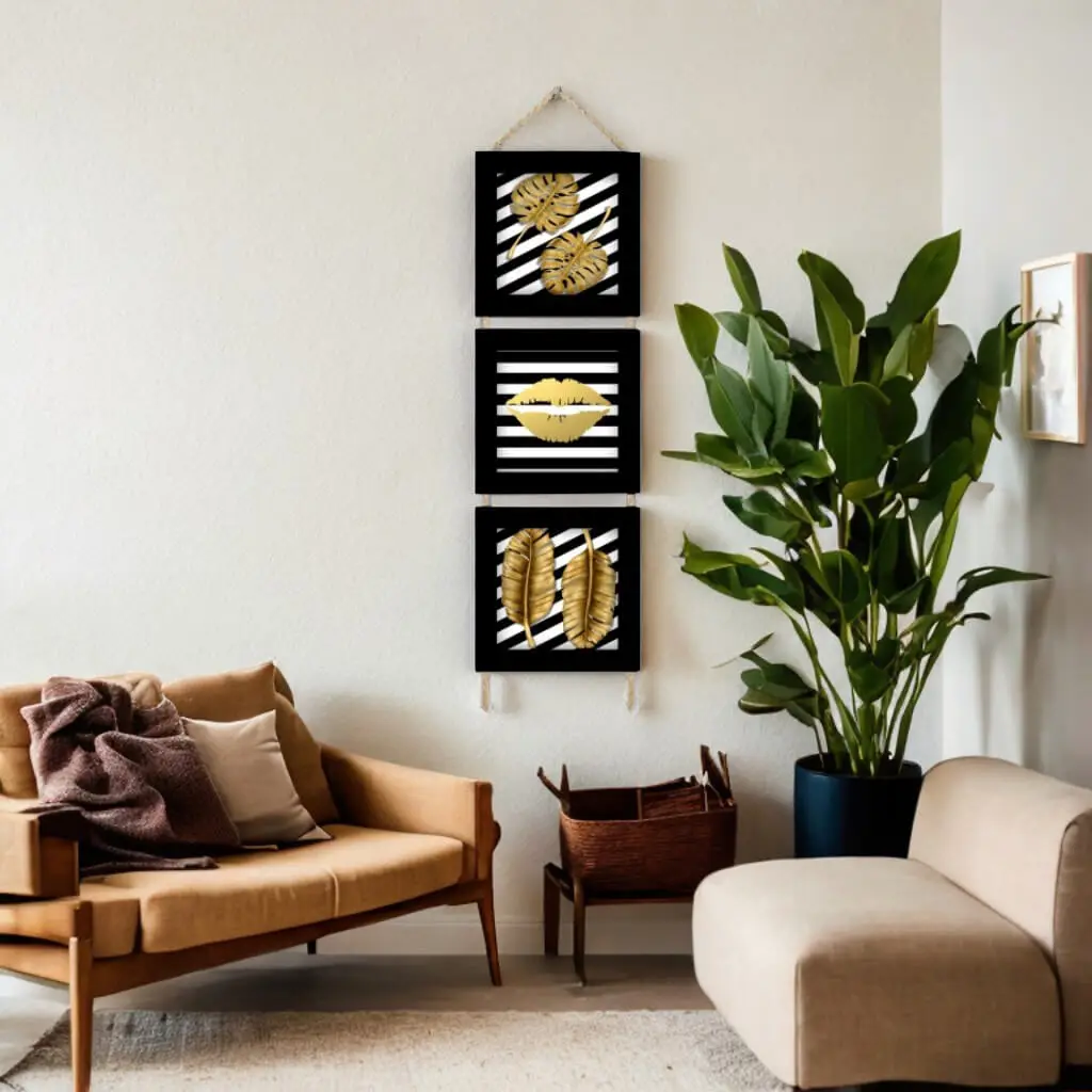 Trio-Cordinha-Listrado-Flores-Douradas