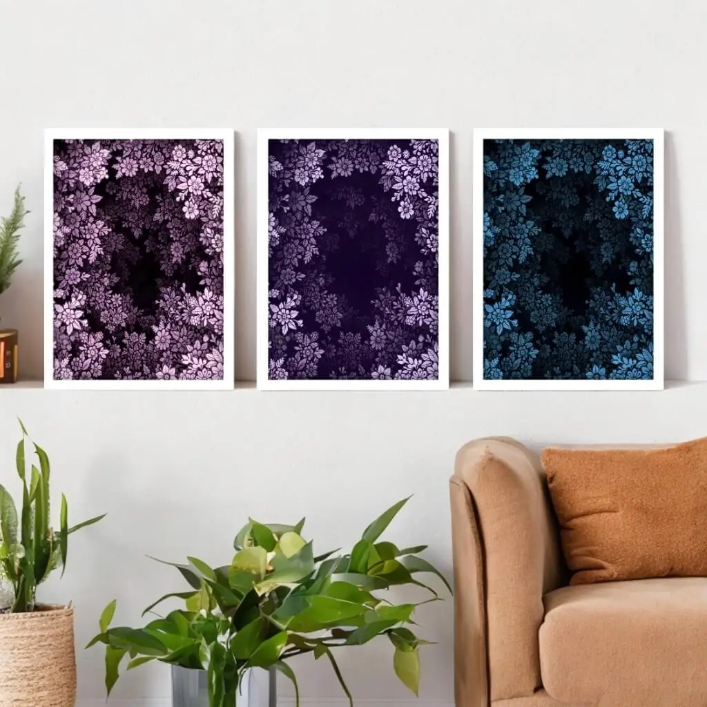 Kit 3 Quadros Flores Cores - Imagem 2