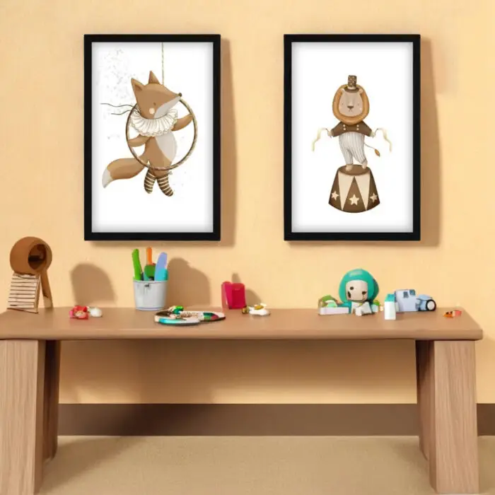 Kit-2-Quadros-Infantil-Animaizinhos-de-Circo