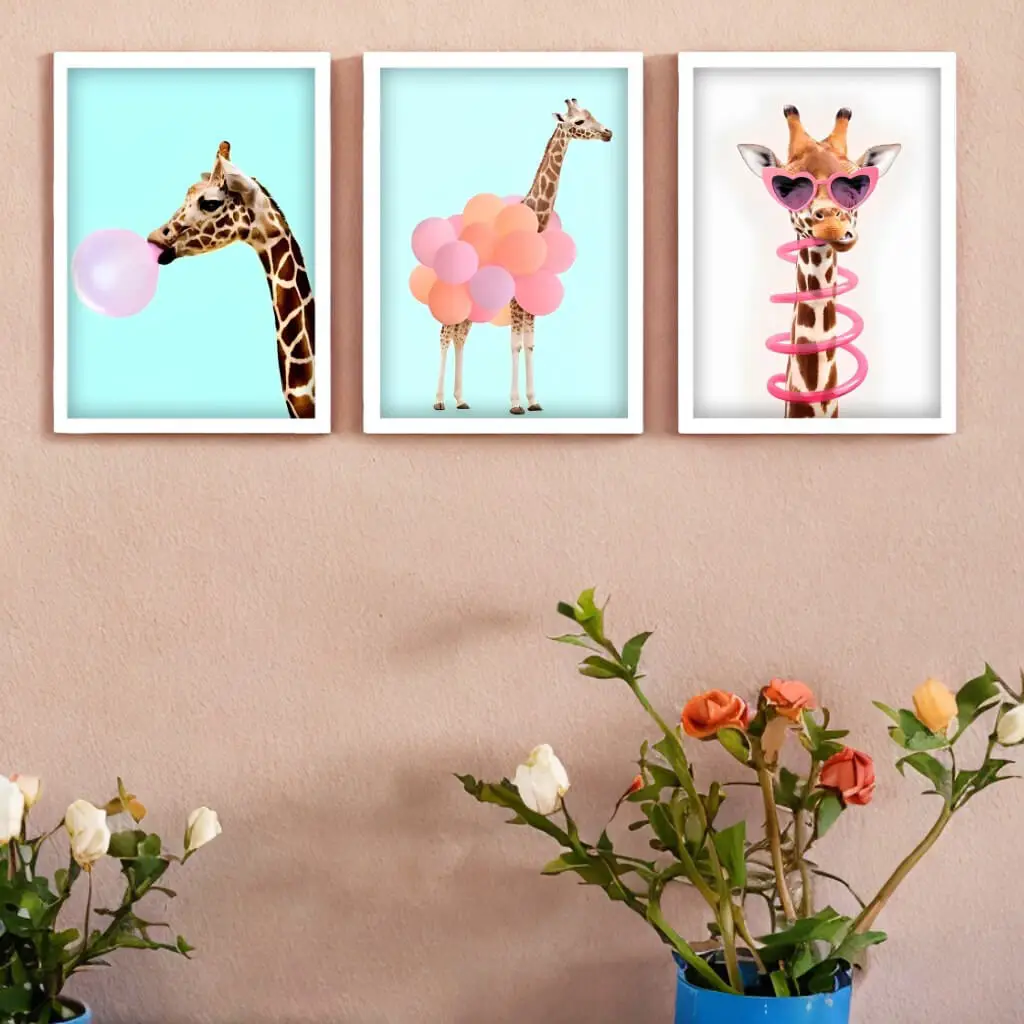 Kit 3 Quadros Girafas - Imagem 2