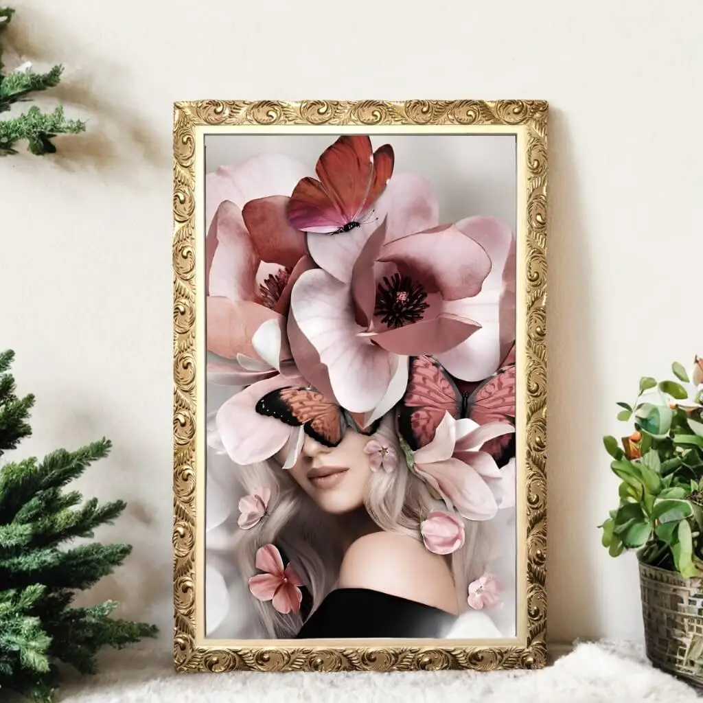 Quadro Decorativo Mulher Florida Cabelos Brancos - Imagem 2