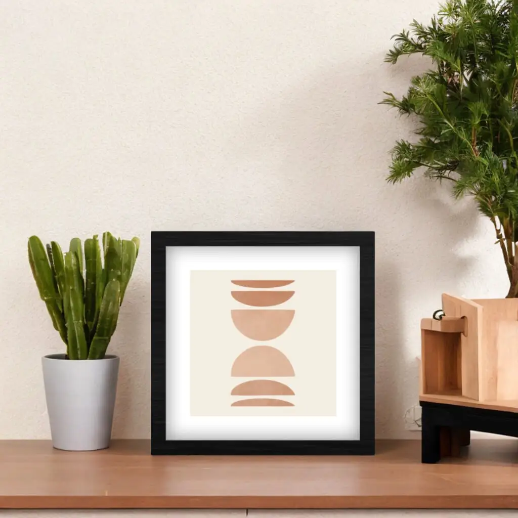 Quadro-Quadrado-Boho-Salmão-Abstrato