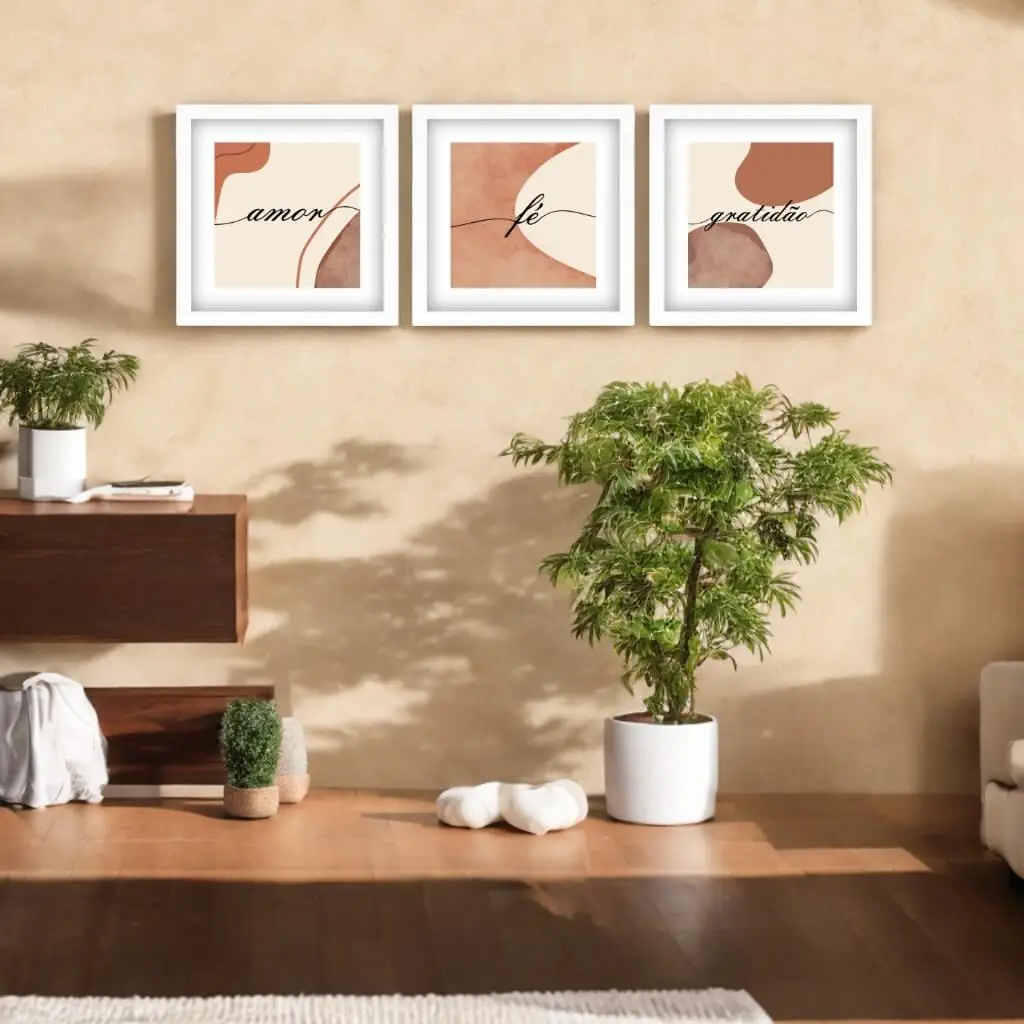 Kit 3 Quadros Quadrados Boho Frase - Imagem 2