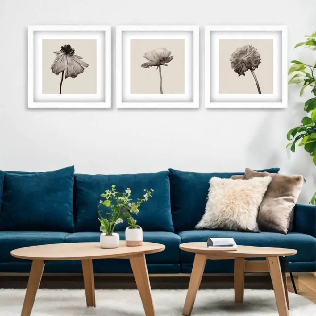 Kit 3 Quadros Quadrados Flores - Só - Imagem 2