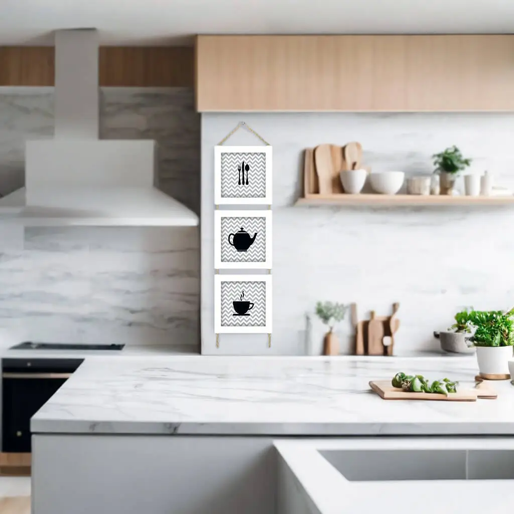 Trio de Quadrinhos com Cordinha Sisal tema Cozinha