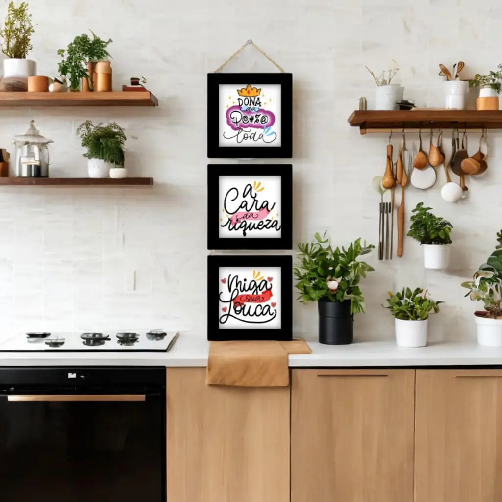 Trio de Quadrinhos com Cordinha Sisal tema Amiga