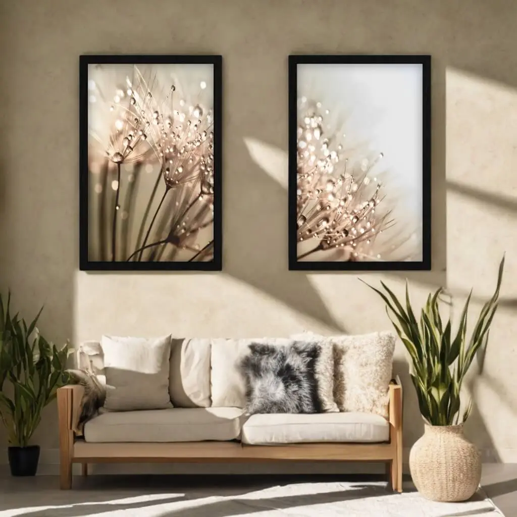 Kit-2-Quadros-Dente-de-Leão Dourado