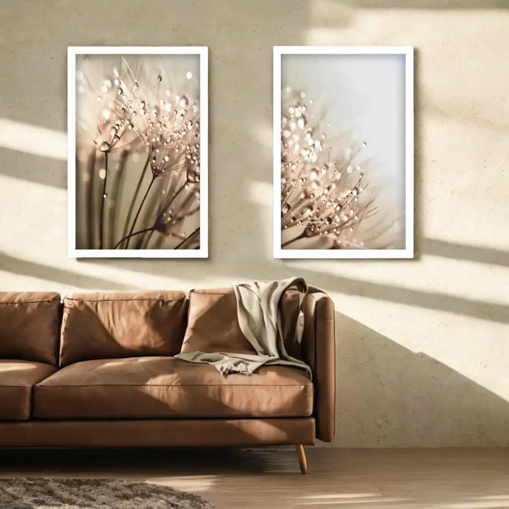 Kit 2 Quadros Dente de Leão Dourado - Imagem 2