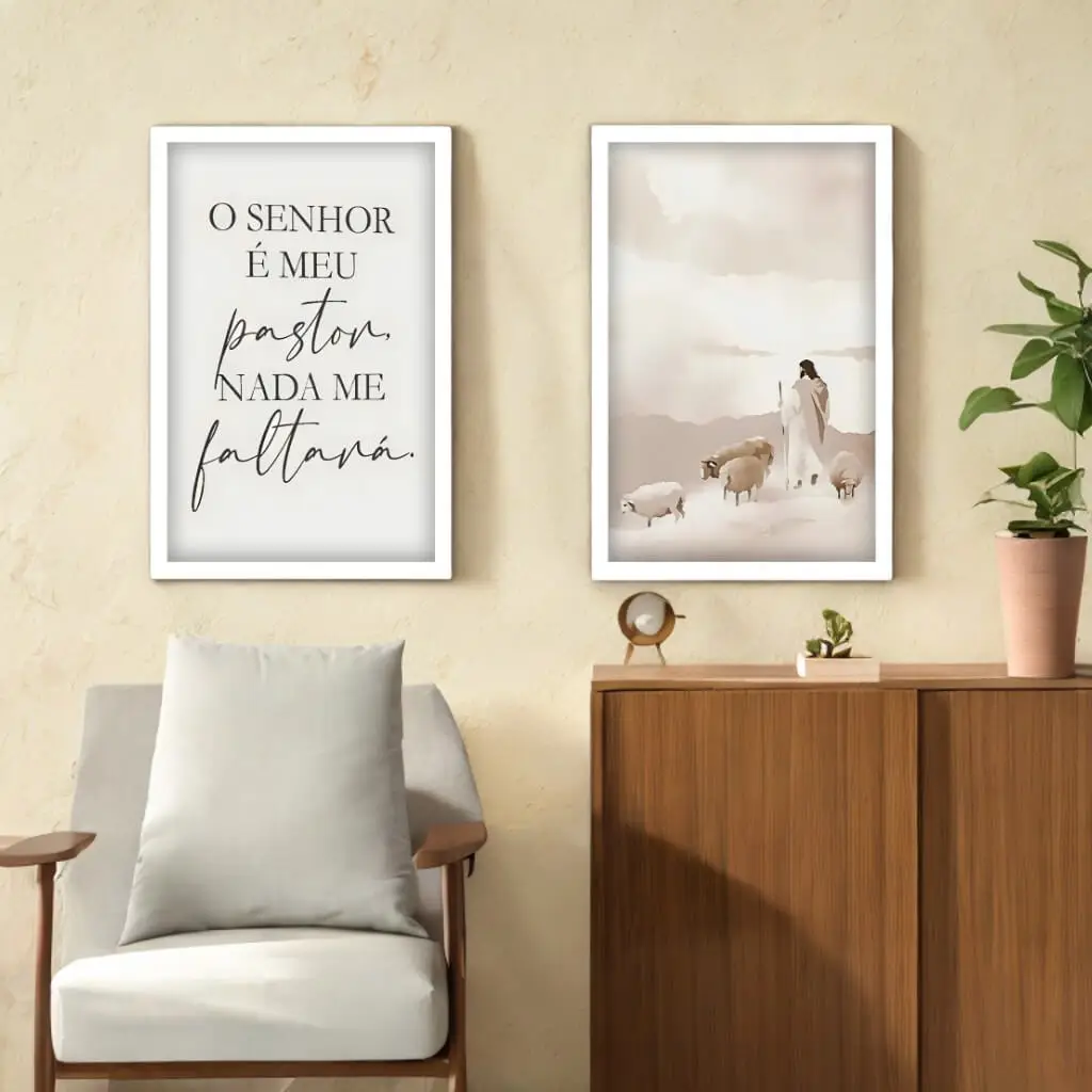 Kit 2 Quadros O Senhor é Meu Pastor - Imagem 2