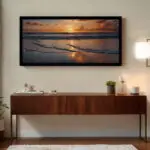 Quadro Panorâmico Por do Sol Vista na Praia
