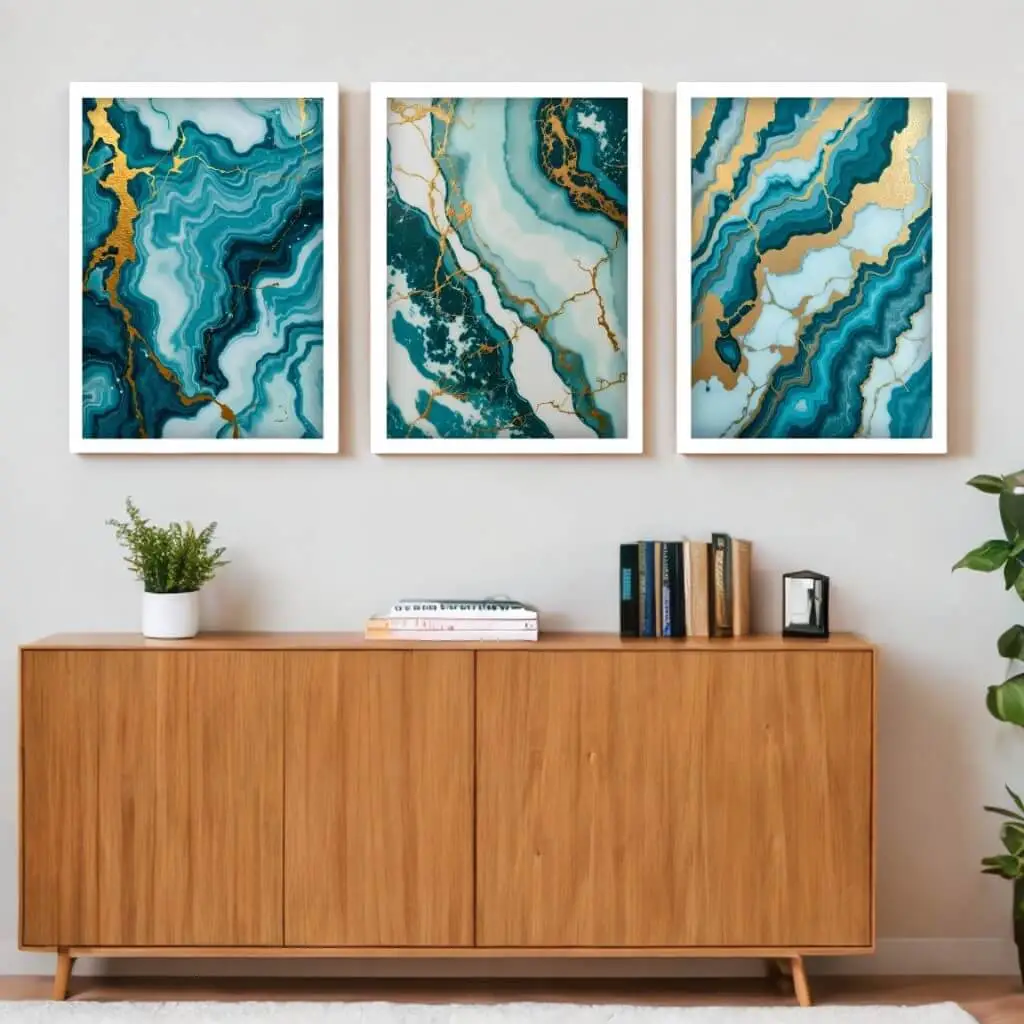 Kit 3 Quadros Abstrato Azul Marinho - Imagem 2