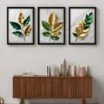 Kit-3-Quadros-Trio-Folhas-Douradas