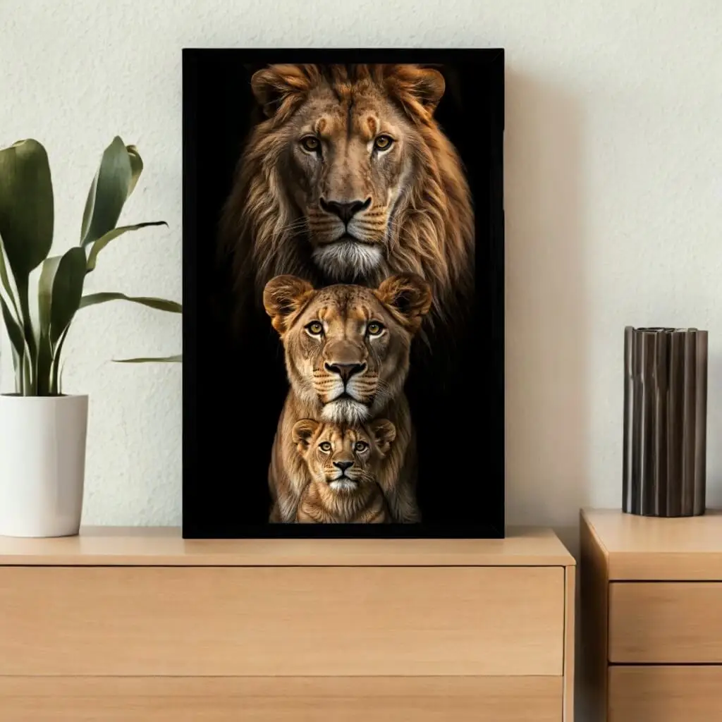 Quadro Decorativo Trio de Leões - Imagem 2