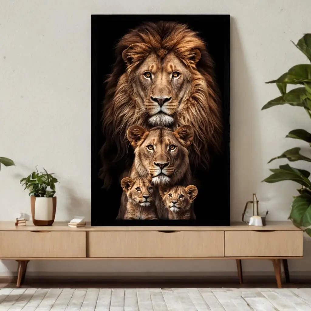 Quadro Decorativo Leões Familia - Big's - Imagem 2