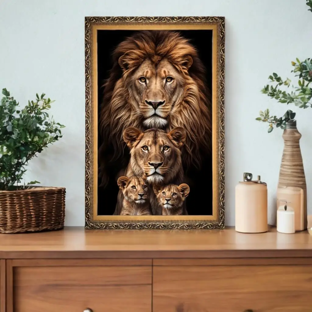 Quadro-Decorativo-Leões-Familia