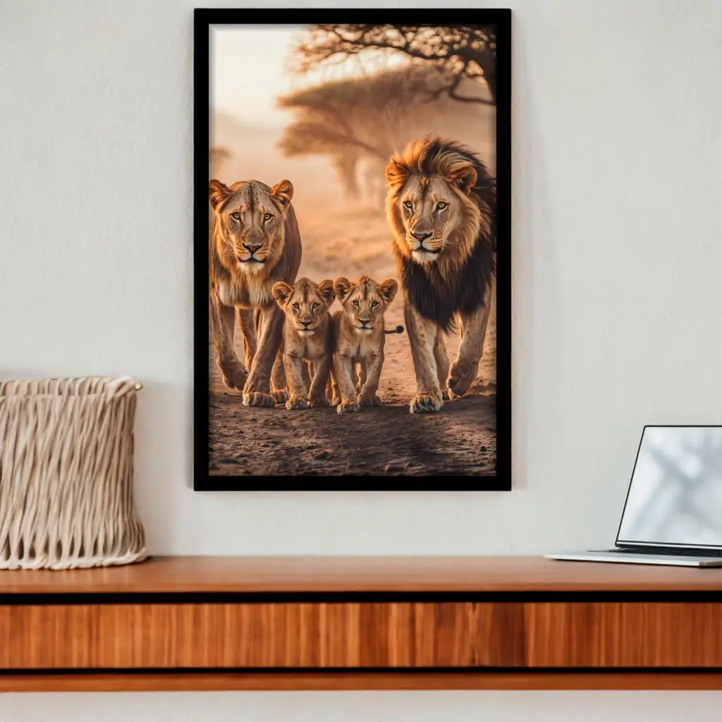 Quadro Decorativo Familia Leões Savana - Big's - Imagem 2
