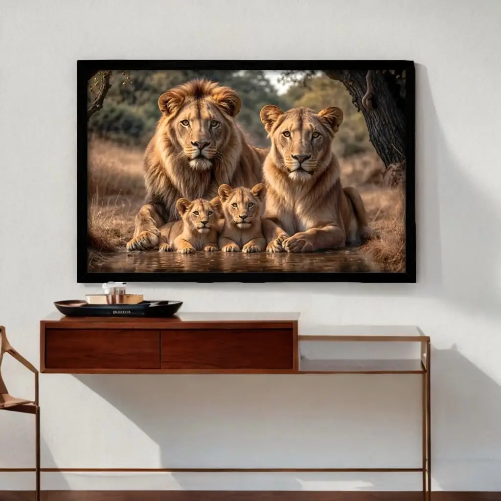 Quadro-Decorativo-Savana-Familia-de-Leão - Big's - Imagem 2