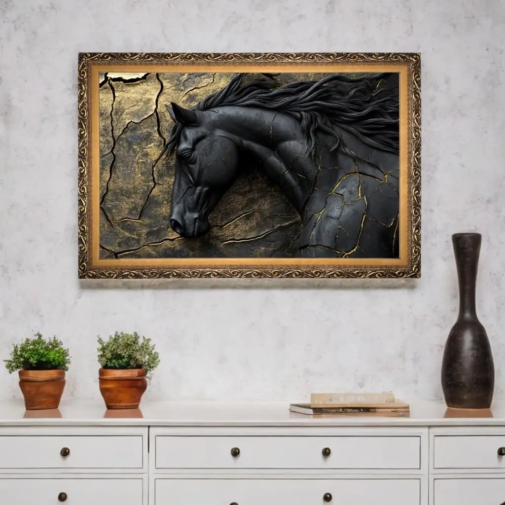 4180 (2) Quadro-Decorativo-Black-Horse-Head - Big's
