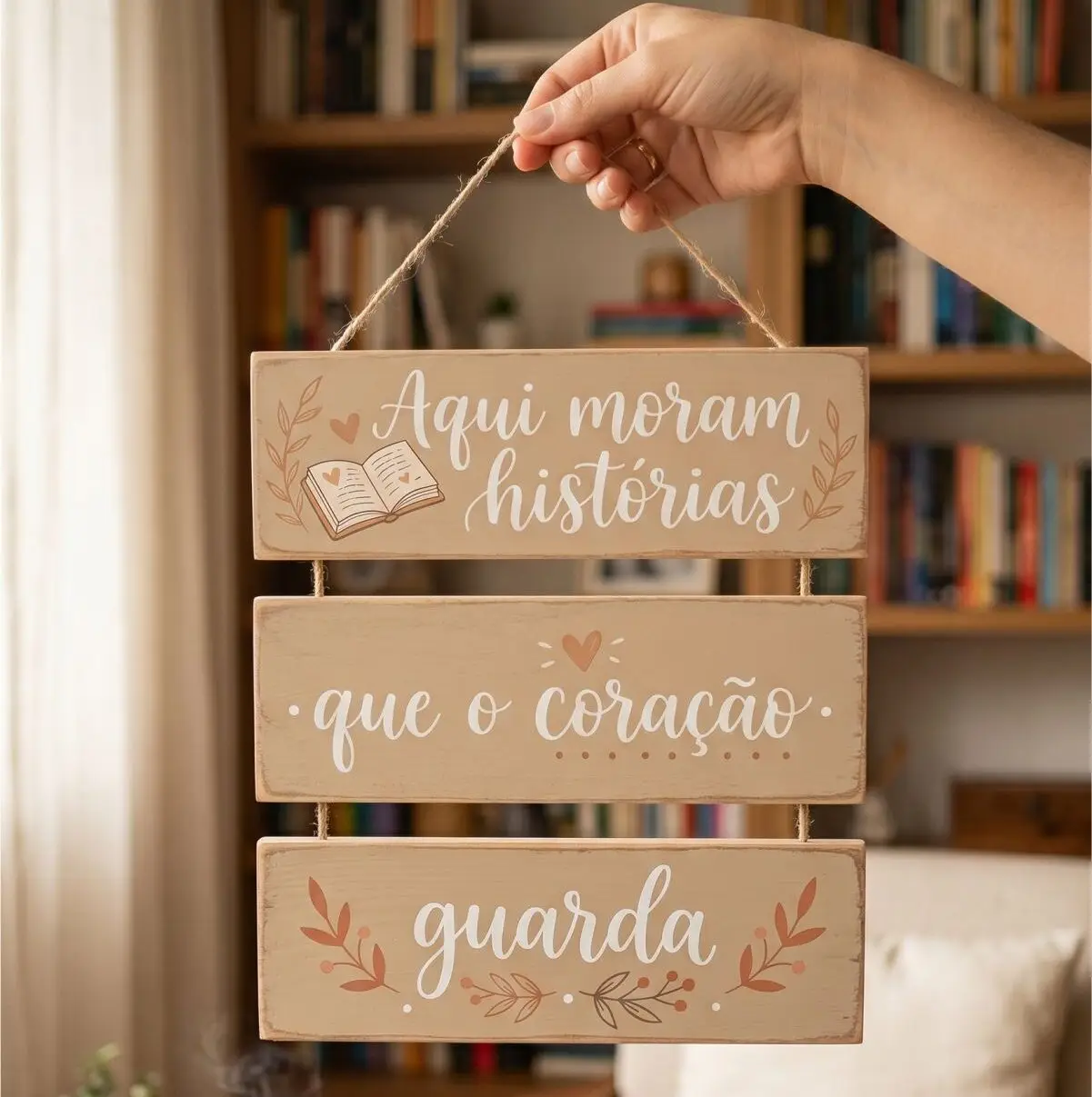 Placa 3 Partes - Aqui moram Histórias - Imagem 1