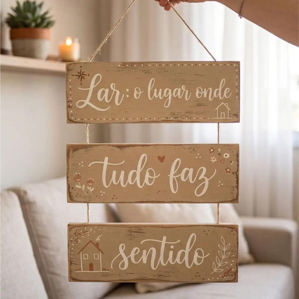 Placa 3 Partes -  Lar o Lugar tudo faz sentido - Imagem 1