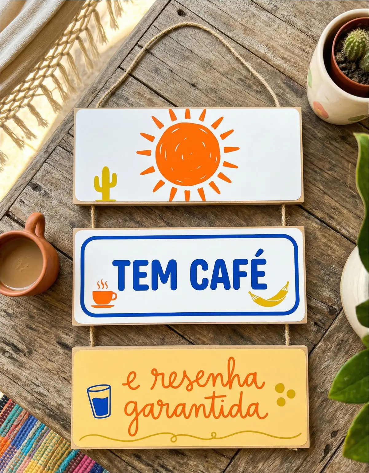 Placa 3 Partes - Tem Café - Imagem 1