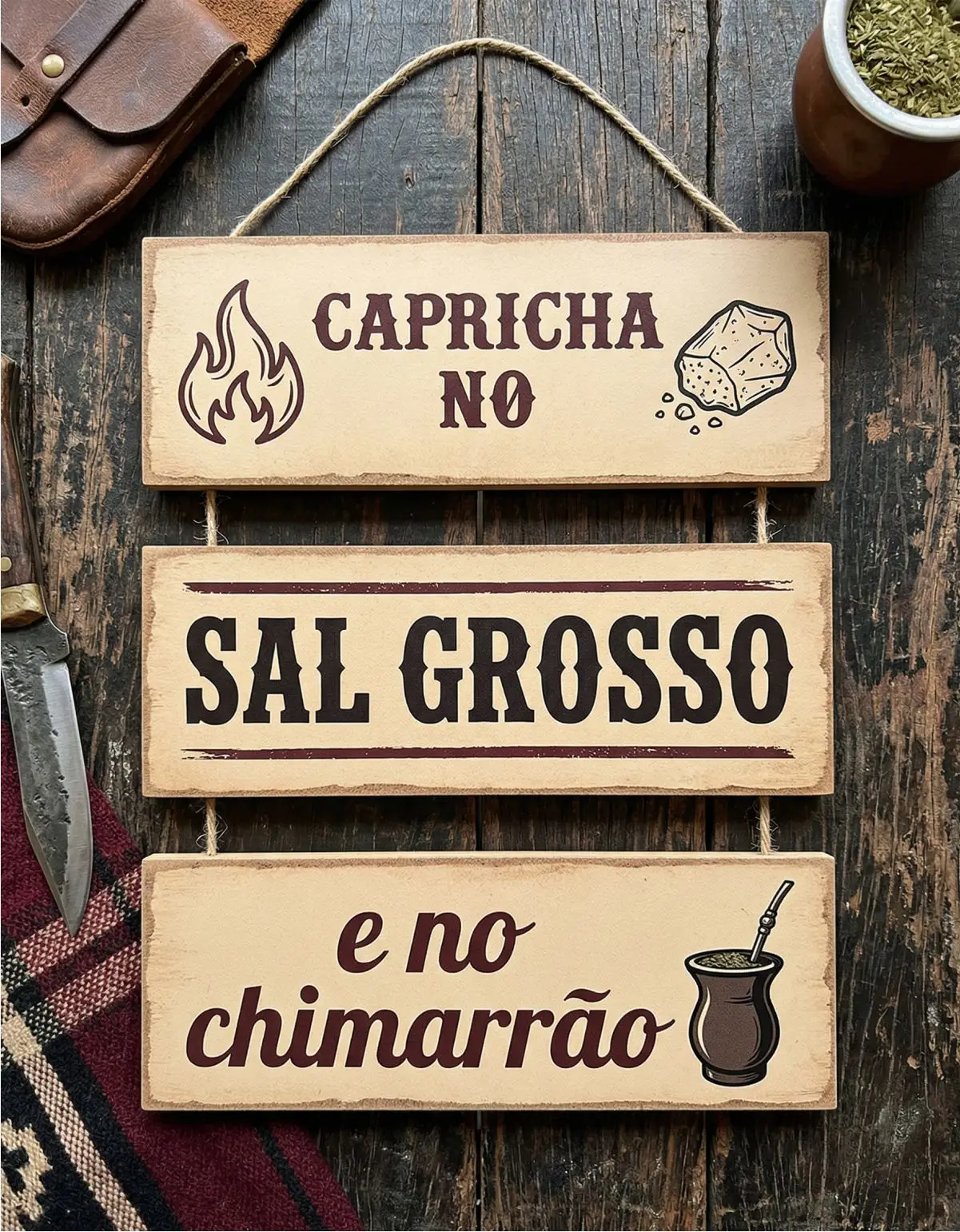 Placa 3 Partes - Capricha no sal Grosso - Imagem 1