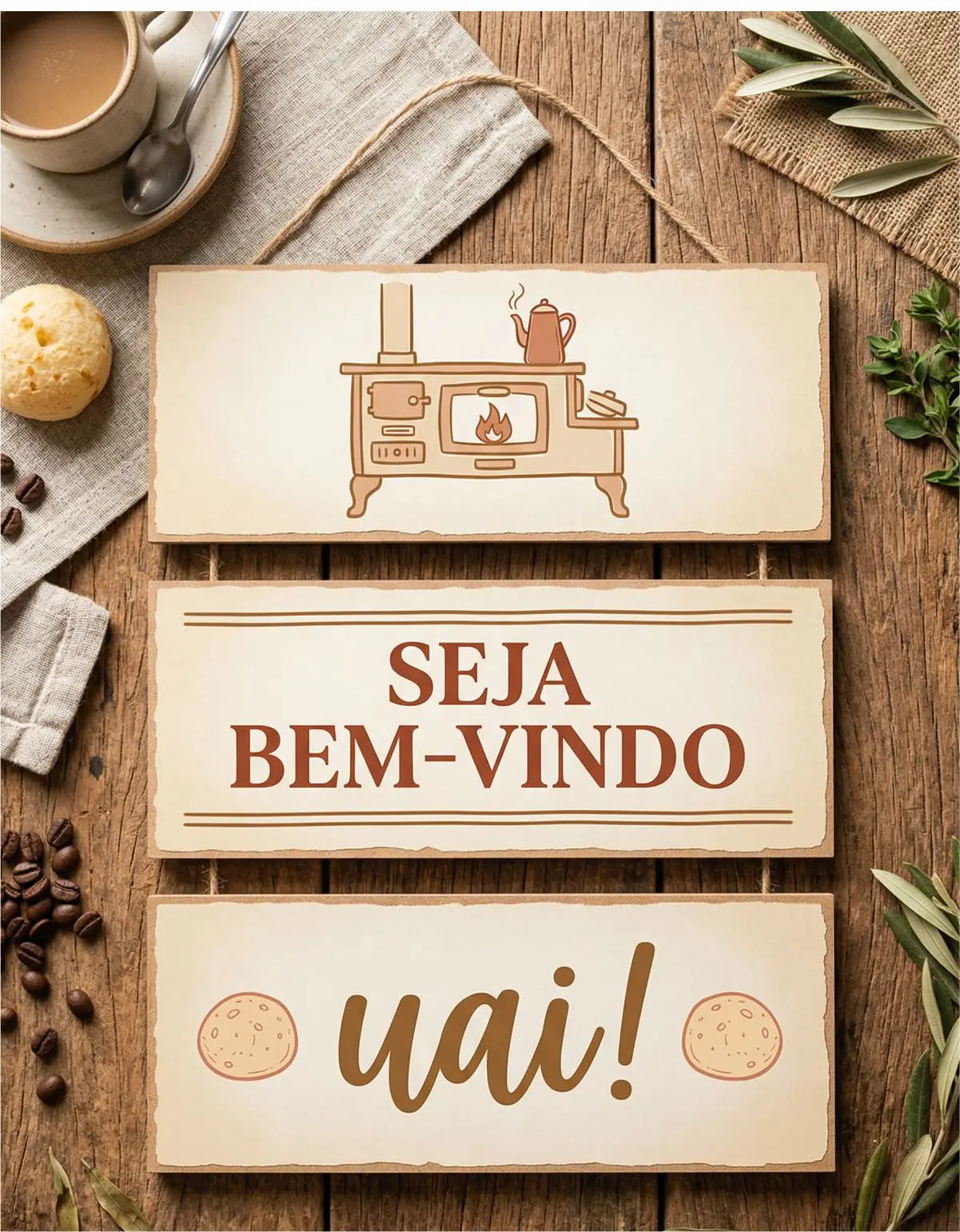 Placa 3 Partes - Bem Vindo Uai! - Imagem 1